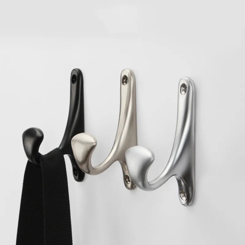 

Matte Black Coat Hooks Wall Mounted for Hat Dual Prong Retro Coat Hanger with Screws Cloth Hook Decoration Hardware