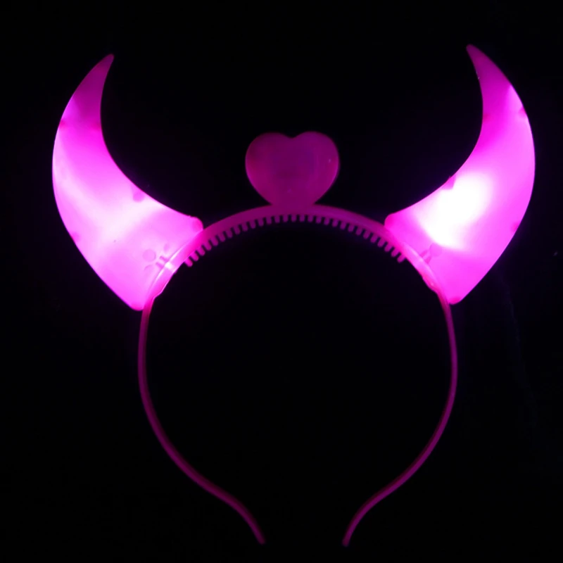 5 Pieces Of Luminous Stereo Devil'S Horns Ear Clips Women'S Headband Lights Halloween Party Hair Band |