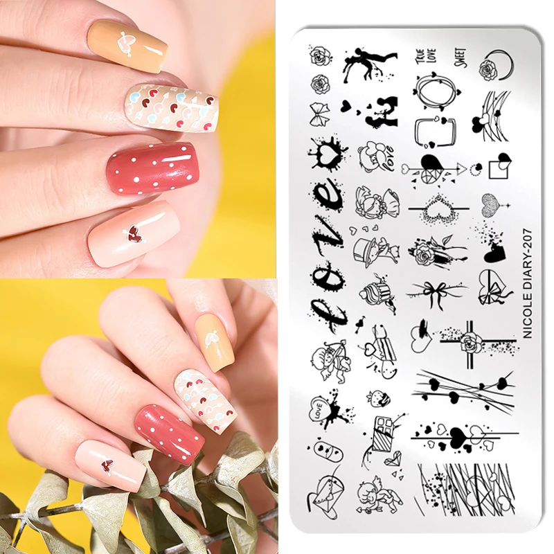 Николь дневник ко Дню Святого Валентина для ногтей Stamp Plate прямоугольный нейл