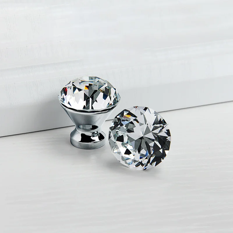 Simple Crystal Handle K9 and Knob Drawer Door Single Hole Pull Inlaid Wardrobe Pull|Ручки шкафа| |