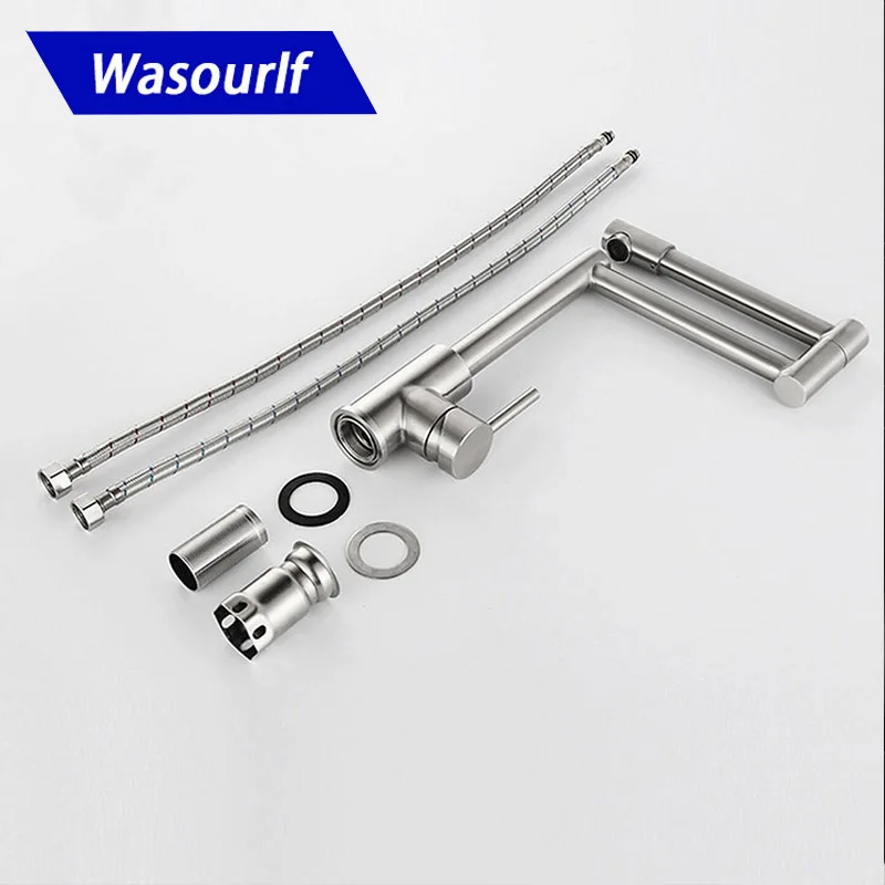 Регулируемый кухонный кран WASOURLF из нержавеющей стали 304 Матовый для раковины с