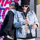 Куртка женская джинсовая с вышивкой, с принтом в виде сердечек