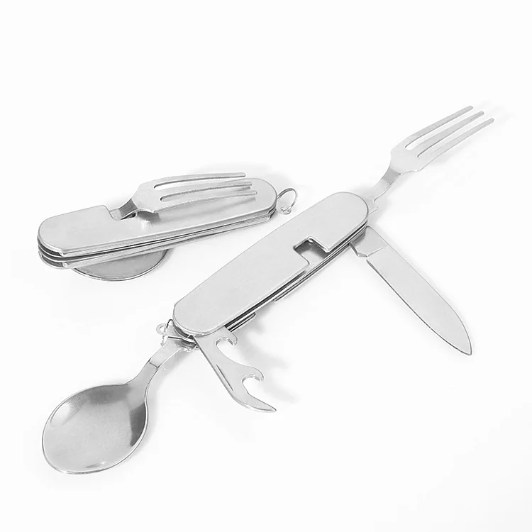

Multifunctional foldable outdoor camping stainless steel portable tableware cutlery set