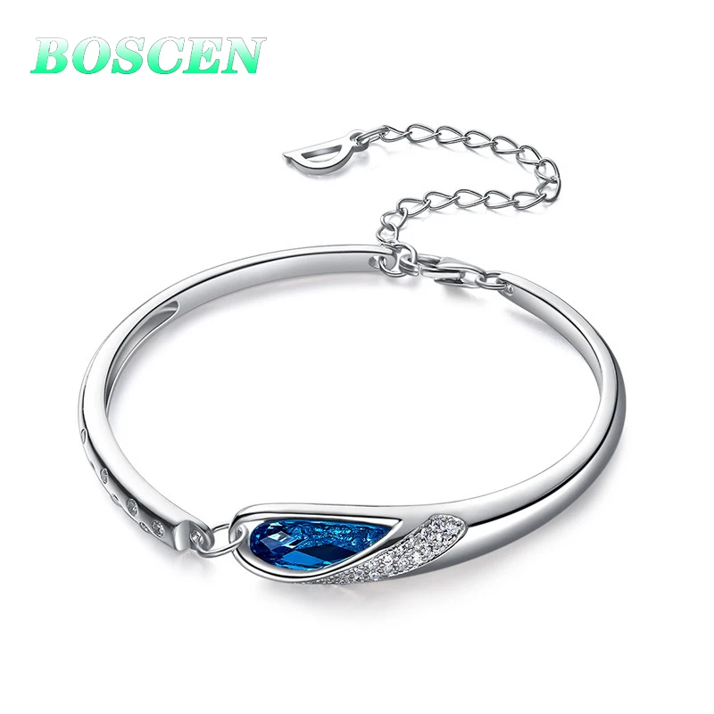 Женский браслет из серебра 925 пробы с австрийскими кристаллами|Гибкие и жесткие