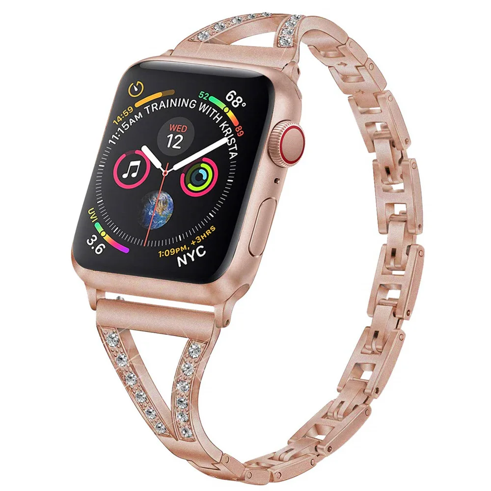 Алмаз для женщин браслет для наручных часов Apple Watch 5 Группа серии 5 4 3 2 1 Легкая регулировка металлический ремешок для наручных часов iWatch, 40/44/38 мм/42 мм