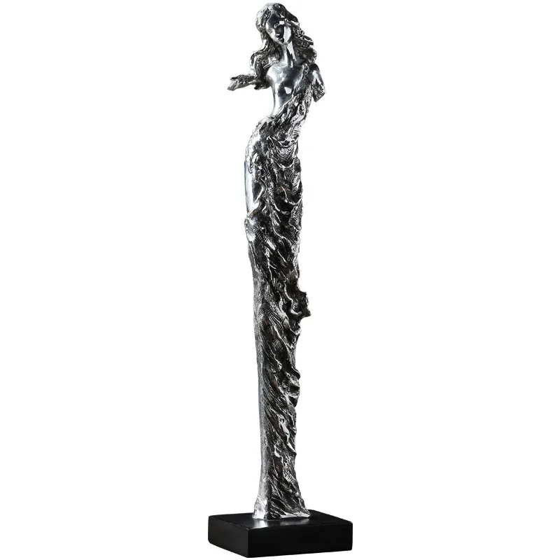 

[HHT] Retro Resin Electroplate Abstract Girl Sculpture Creative Living Room TV Cabinet Bookshelf Ornaments Home Decorations