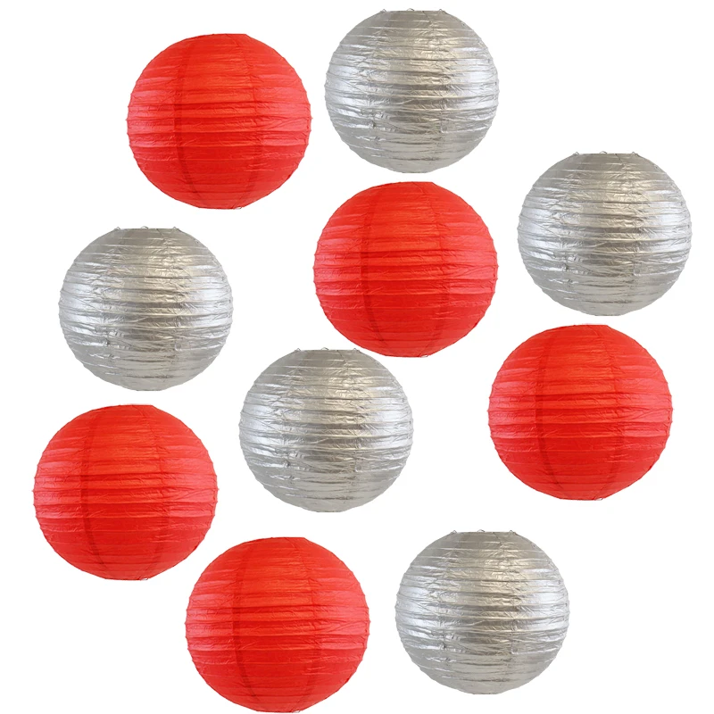 10 шт. Красный Серебряный Китайский бумажный фонарь e papier mariage lampion Свадебный lampionnen