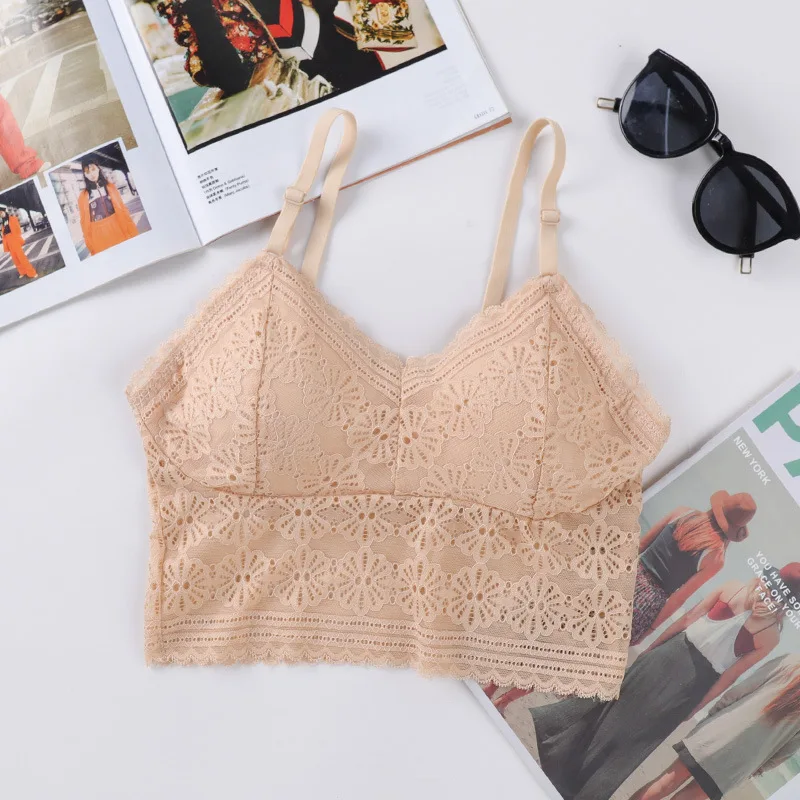 

Linbaiway Women Bra Lace Brassiere Sexy Lingerie Push Up Bra Bralette Backless Crop Top Padded Camis Female Intimates Underwear