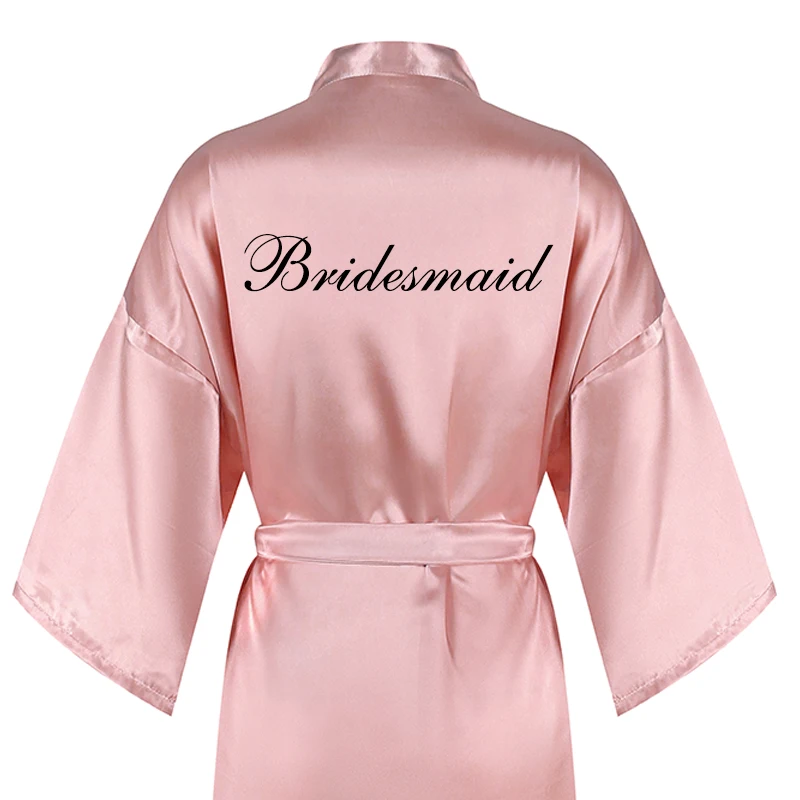 

new bridal robe satin Spring autumn bride bridesmaid group Souvenir morning gown wedding bestie pajama party rose gold pink robe
