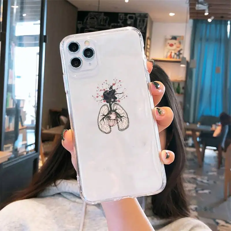 

Great Aesthetic Flower art Phone Cases Transparent for iPhone 6 7 8 11 12 s mini pro X XS XR MAX Plus se cover funda shell