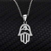 hamsa hand of fatima necklace silver palm pendant with zircon for women girl friends gifts new trendy clavicle chain