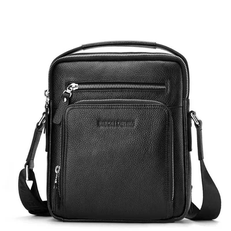 

Bison Denim Vertical business men's bag Genuine Leather Men Bags Ipad Handbags Male Messenger Bag Man Crossbody Shoulder Bag