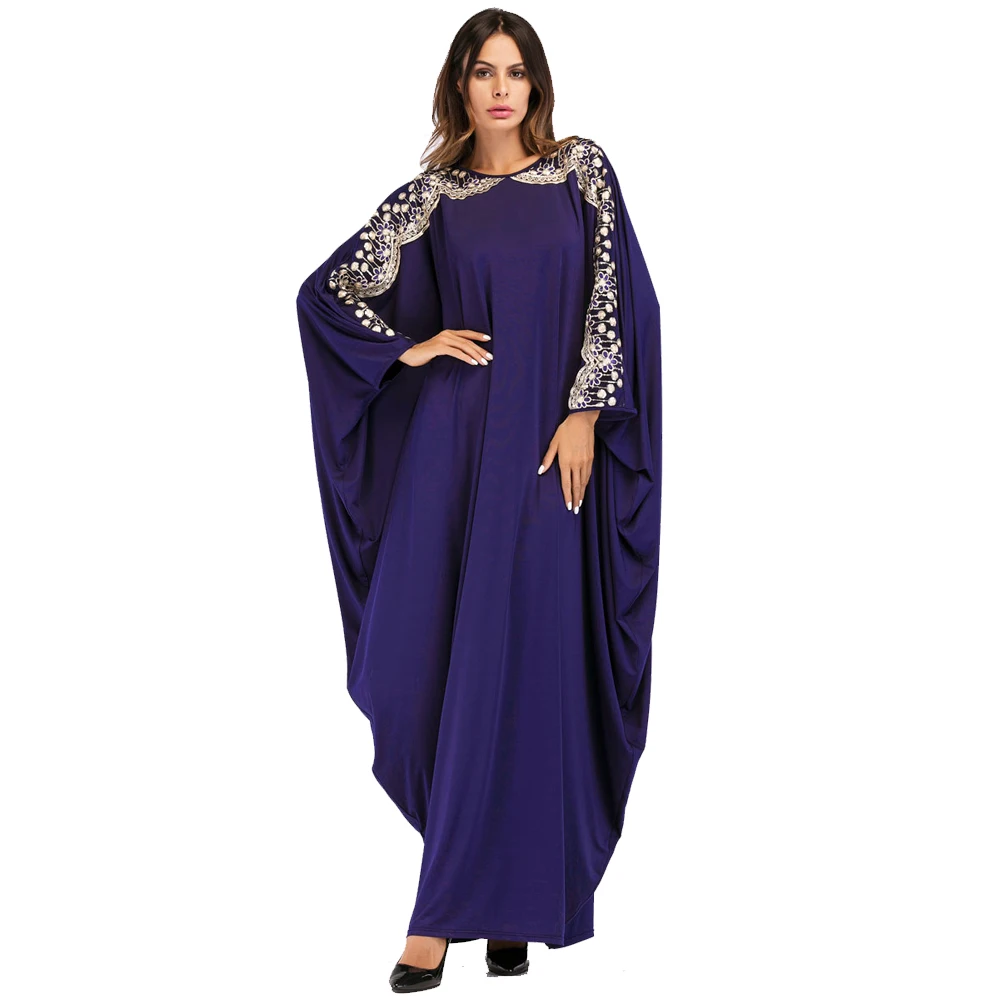 

Abaya Muslim Women Kaftan Maxi Robe Loose Batwing Sleeve Plus Size Dress Ramadan Islamic Clothing Arab Jilbab Dubai Casual Gown