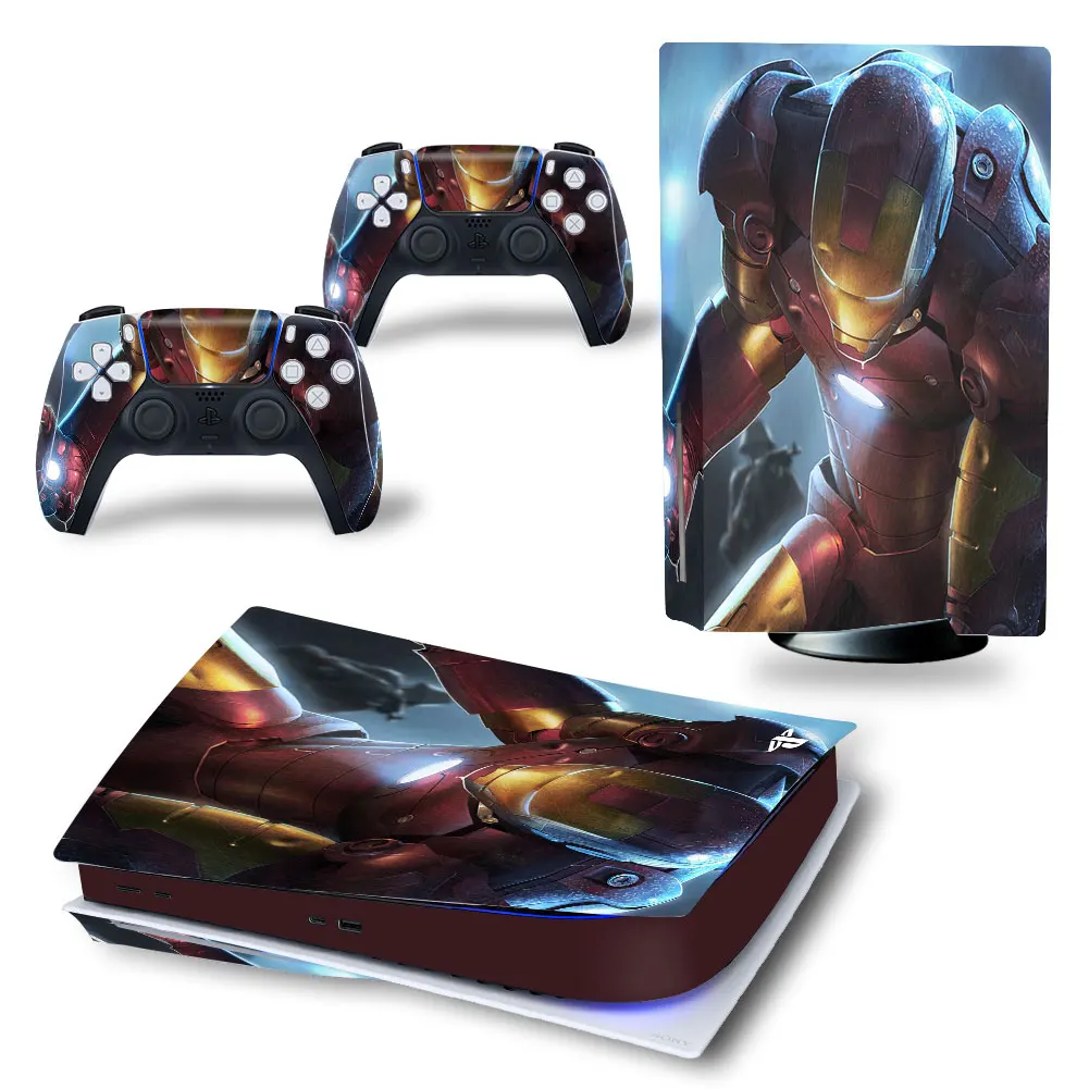Наклейка на диск Marvel Железный человек PS5 для консоли PlayStation 5 и 2 контроллеров