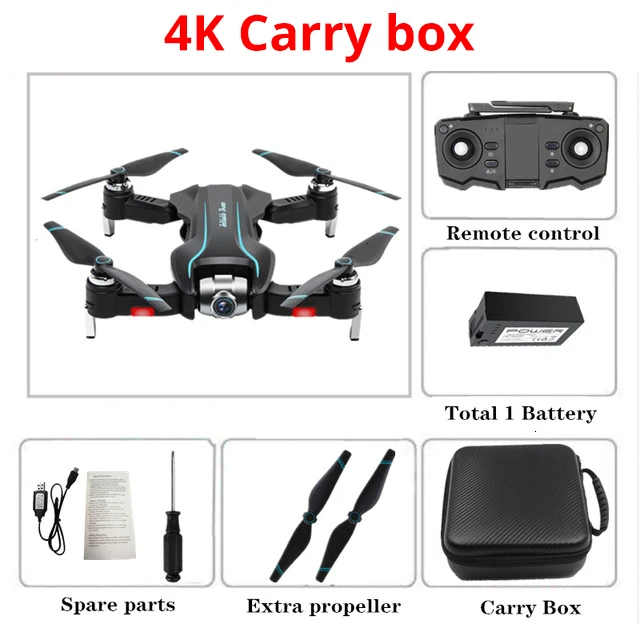 CarryBox4K Wifi Дрон 4K HD с регулируемой широкоугольной камерой FPV в режиме реального времени воздушный видео складной Квадрокоптер жесты фото RC Дрон игрушки - Цвет: CarryBox4K