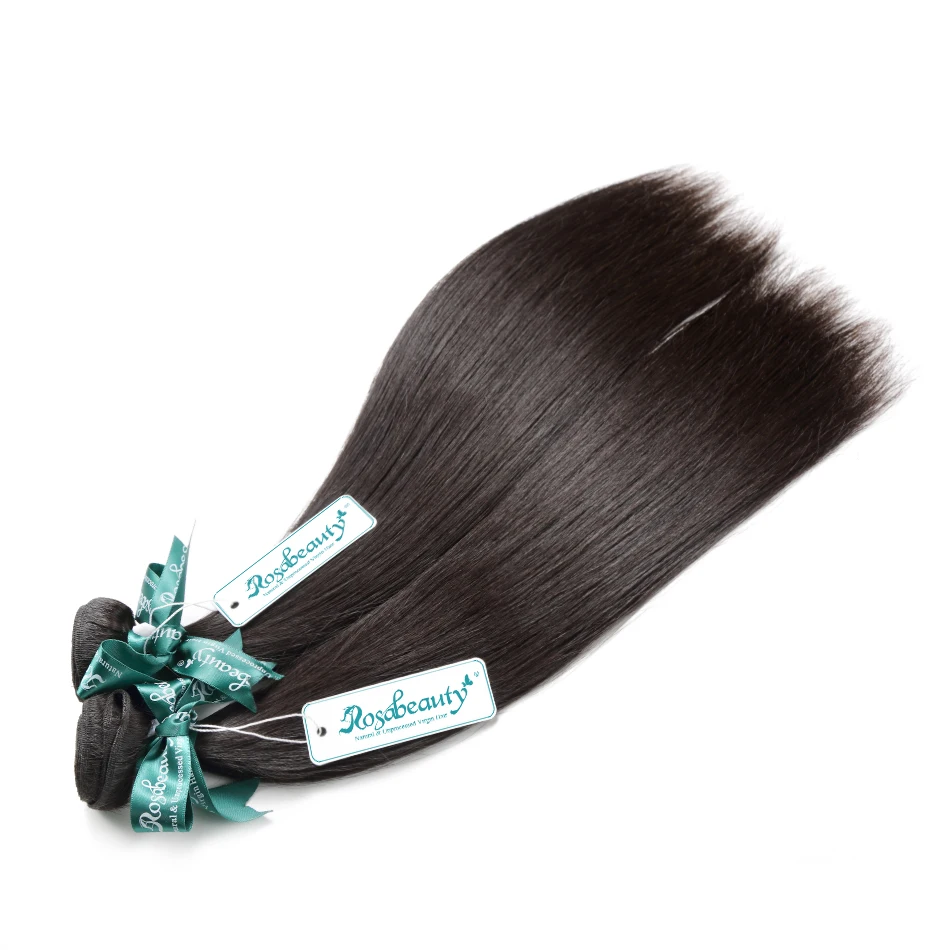 Rosabeauty, 3, 4 пряди, прямые волосы с закрытием, 8-30 дюймов, натуральный цвет, бразильские человеческие волосы Remy, плетение с закрытием, фронтальная