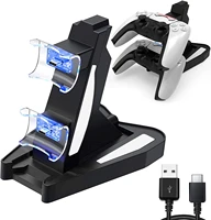 ps5 controller charger double usb fast charging docking station stand led indicator for ps 5 controllers