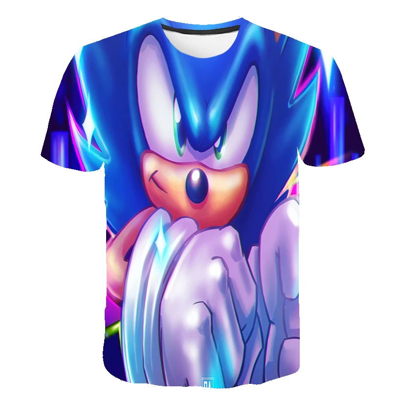 Летняя короткая футболка с принтом Соник Ежик уличная одежда для мальчиков