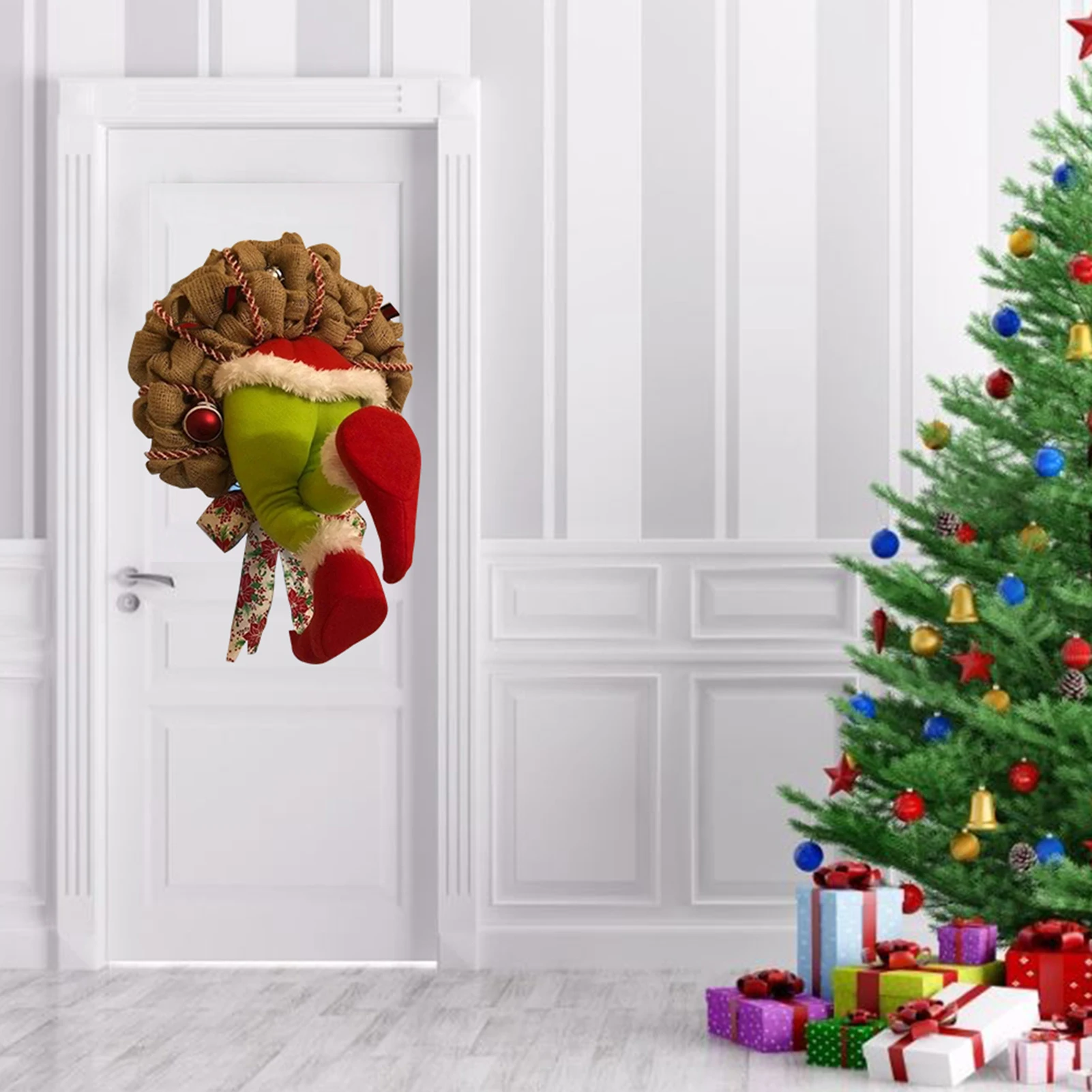 

Рождественский джутовый венок с ногами Санта Клауса, Рождественский джутовый венок, Рождественская гирлянда, украшения, забавный подарок д...