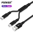 Кабель USB, для двух устройств, Micro USB, Type-C, 1.2 м, черный, синий, красный, 0.25 м, черный, для Android, мобильных телефонов, планшетов
