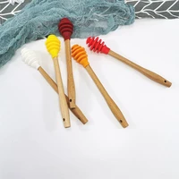 5pcs silicone honey spoons syrup dippers non stick stirrer for honey pot jar container mixed colors