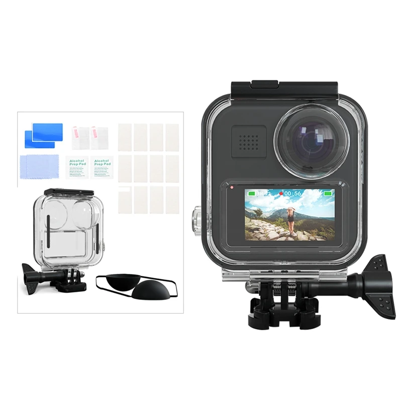 

Applicable to GoPro Max Sports Camera Waterproof Case+Anti-Fog Sheet+Tempered Film 2 Set