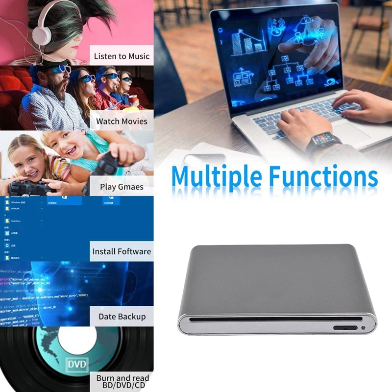 Внешний 3D Blu-ray рекордер DVD-привод USB 3 0 проигрыватель CD DVD-рекордер считыватель для