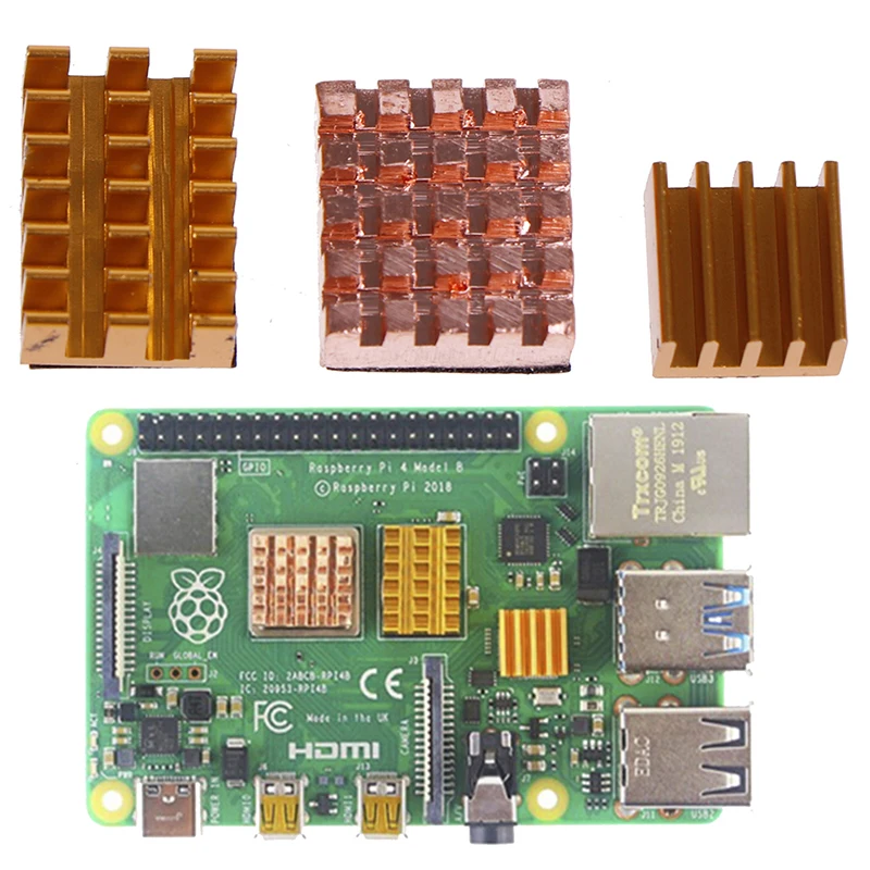3 шт./компл. для Raspberry Pi 4B Медь охлаждающая подставка радиатор водяного охлаждения Комплект кулер для Raspberry Pi 4 Модель B теплоотвод