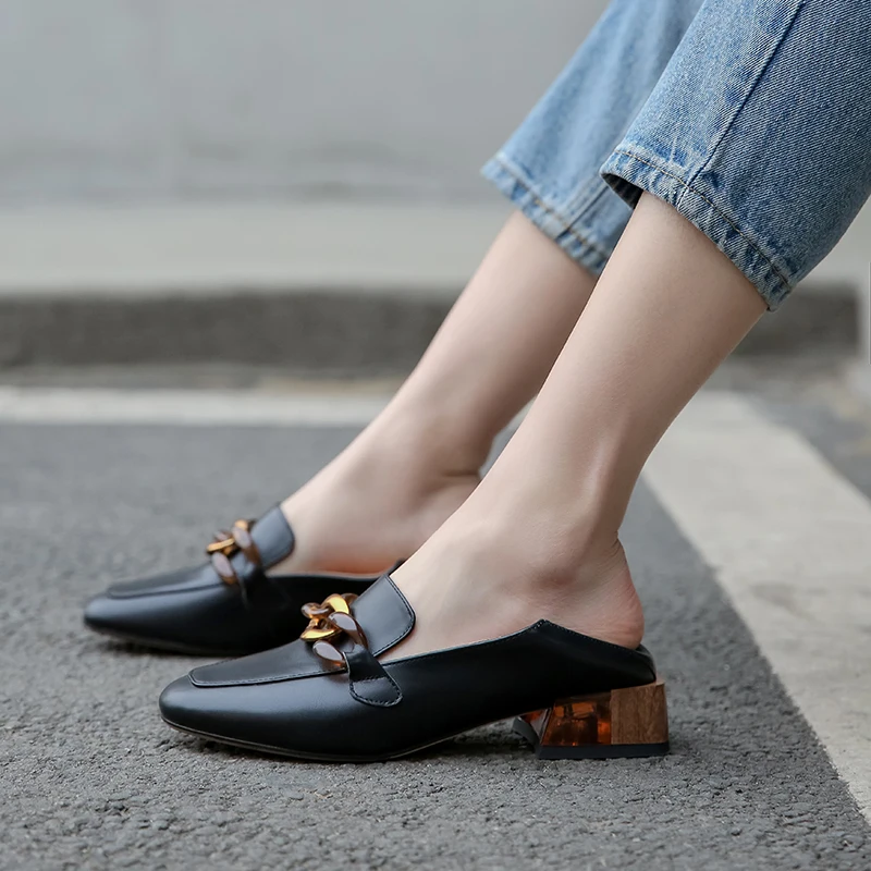 Туфли-лодочки женские из натуральной кожи высокий каблук 22-25 см украшение