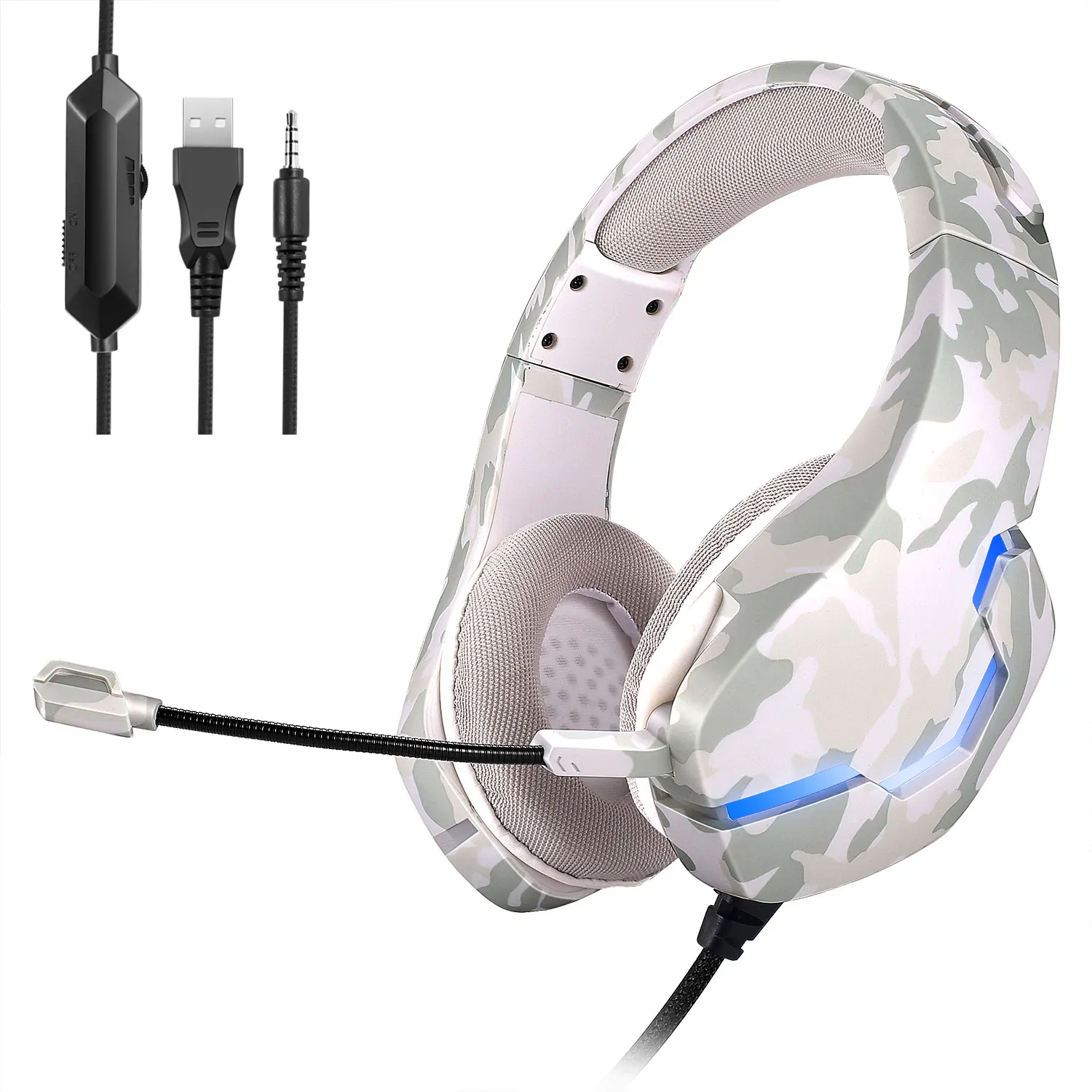 

Headphones Headset PS4 Fone De Ouvido Earbuds Pc Gamer Auriculares Earphone Earpods sÅ‚uchawki audÃ­fonos RGB glow Camouflage