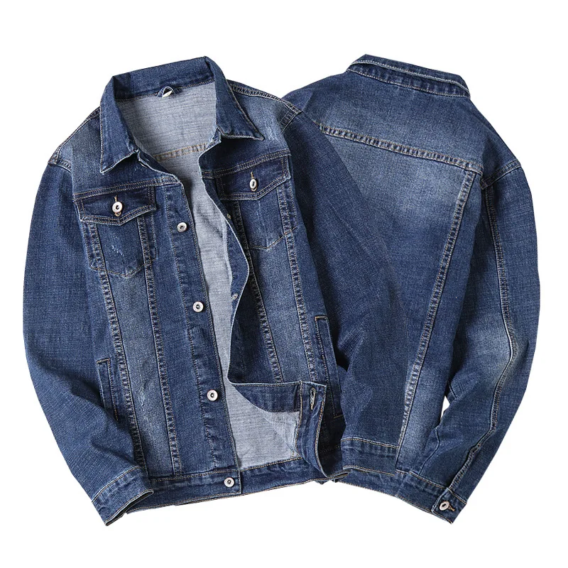 New Mens Denim Jacket Hip Hop Retro Street Casual Pilot Harajuku Fashion Hole Slim Blue Male and Coats black | Мужская одежда