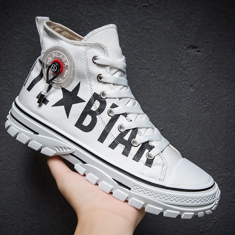 2019 New Men Shoes Fashion Sneakers Canvas Oxfords Breathable High-top Lace-up Casual Platform Plus Size 39-44 | Обувь
