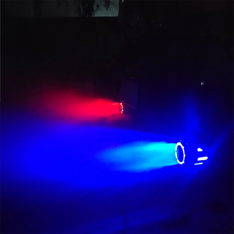 

SPEEDWOW Exhaust Pipe Tail Throat Straight Car Modified Single Outlet Red/Blue Light Universal LED Exhaust Muffler Tip Pipe