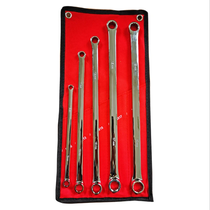 5Pcs Extra Long Double Box End Wrench Set 8mm-19mm Strong Power Less Effort Metric Aviation Wrenches