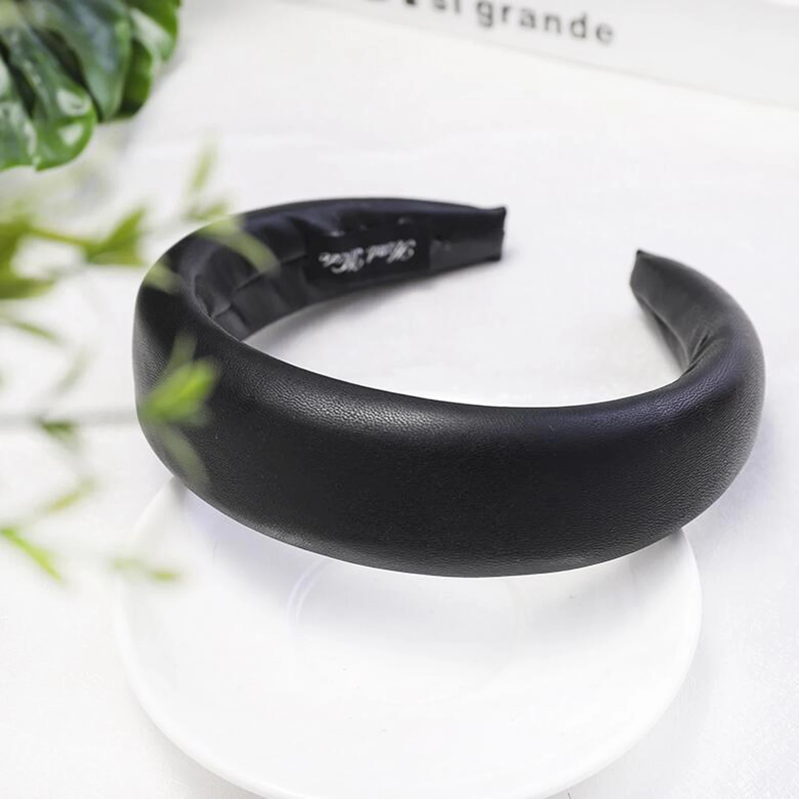 Новая толстая губка оголовье гладкая искусственная кожа Hairband для женщин твердая Осенняя лента для волос широкий тюрбан Украшения для волос оптом