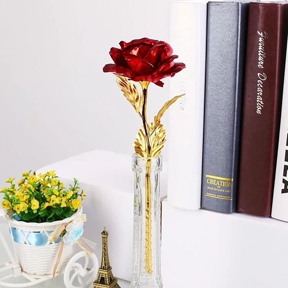 

24K Gold Foil Rose Flower Gold-Plated Rose Decorative Best Rose Bouquet Gift For Valentine'S Day Mother'S Day Birthday