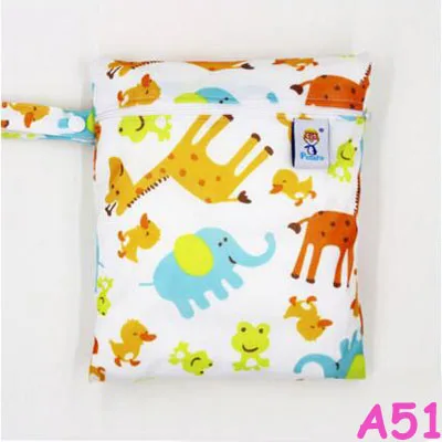 20*25 см, Pororo, один карман, влажная сумка, детская тканевая сумка для подгузников, водонепроницаемая многоразовая сумка для подгузников, маленький размер, сухая сумка для мам - Цвет: a51