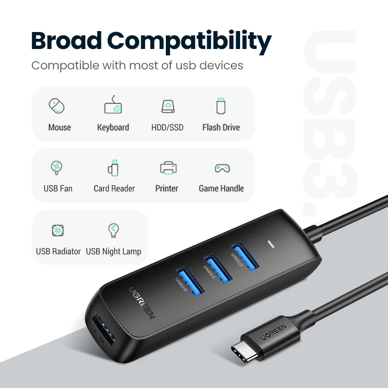UGREEN usb-хаб 3 0 2 концентратор ультра мини 4 порта USB разветвитель микро адаптер для