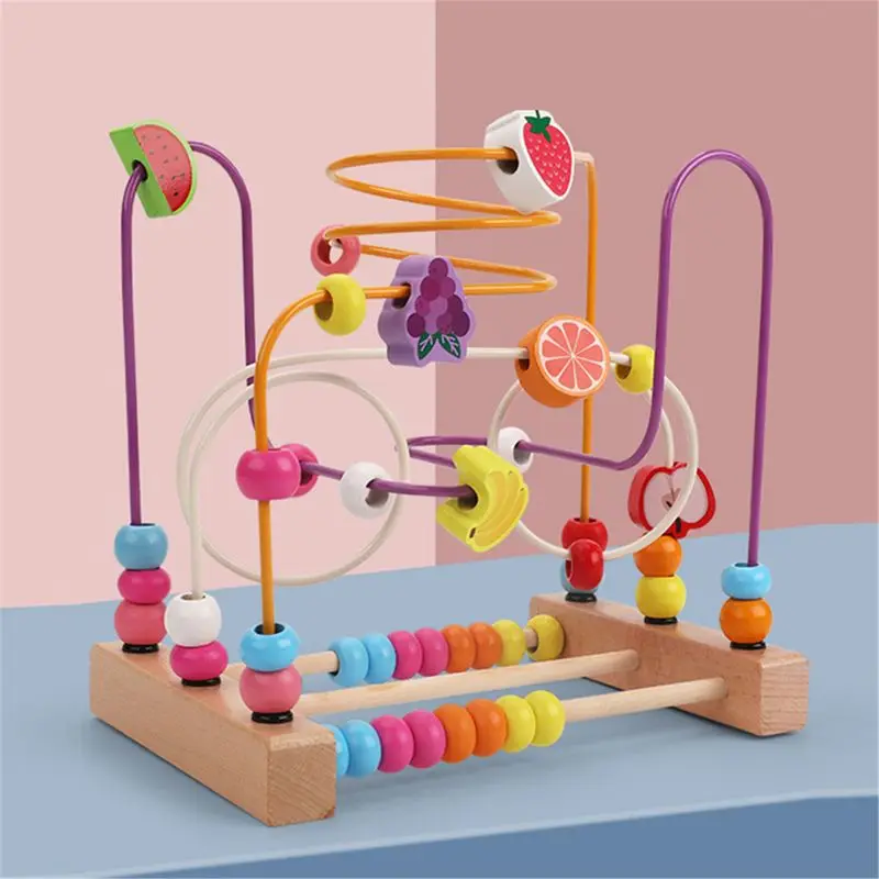 Бисерный лабиринт игрушка для малышей Деревянный Цветной ролик Coaster развивающие