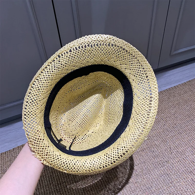 

202104-2509344 summer handmade hollow out paper lady fedoras cap men women panama jazz hat