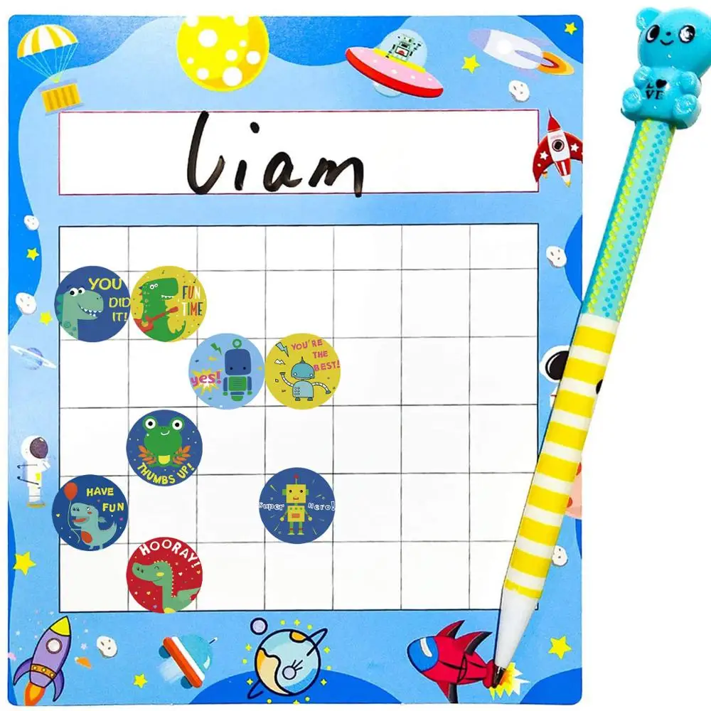 Pegatinas de recompensa de animales y dinosaurios para ni&ntilde;os, pegatinas redondas de 1 pulgada, 8 dise&ntilde;os en ingl&eacute;s, rollo de 500 Uds.-4