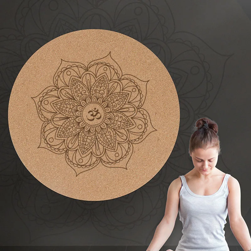 

Yoga Mat Little Round Cork Rubber 60x60cmx3mm Non Slip Yoga Cushion Meditation Cushion Pad Pilates Pad for Home Outdoor LA