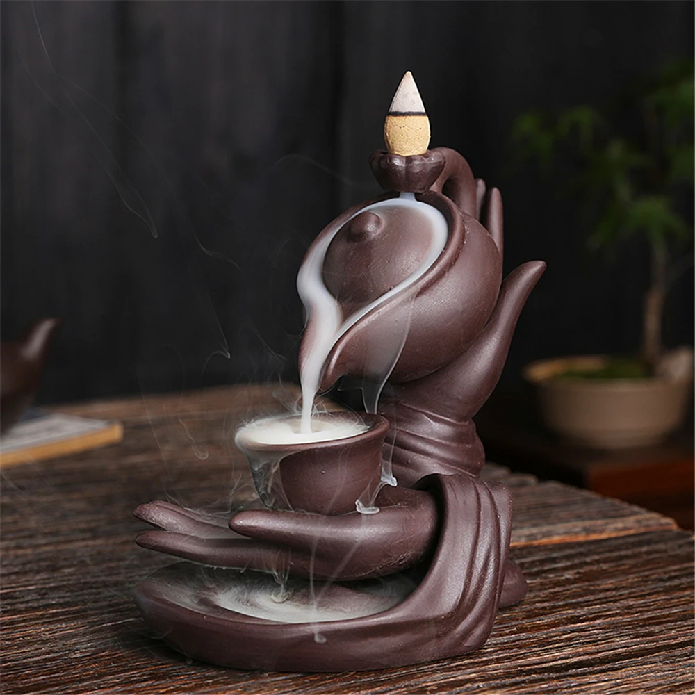 Teapot Ceramic Blackflow Incense Burner with 20pcs Incenses Bergamot Special Gift Creative Ornaments Home Office Decoration | Дом и сад