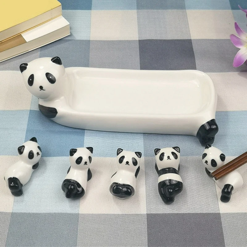 Прекрасный панда палочка для еды набор японский керамический держатель палочек
