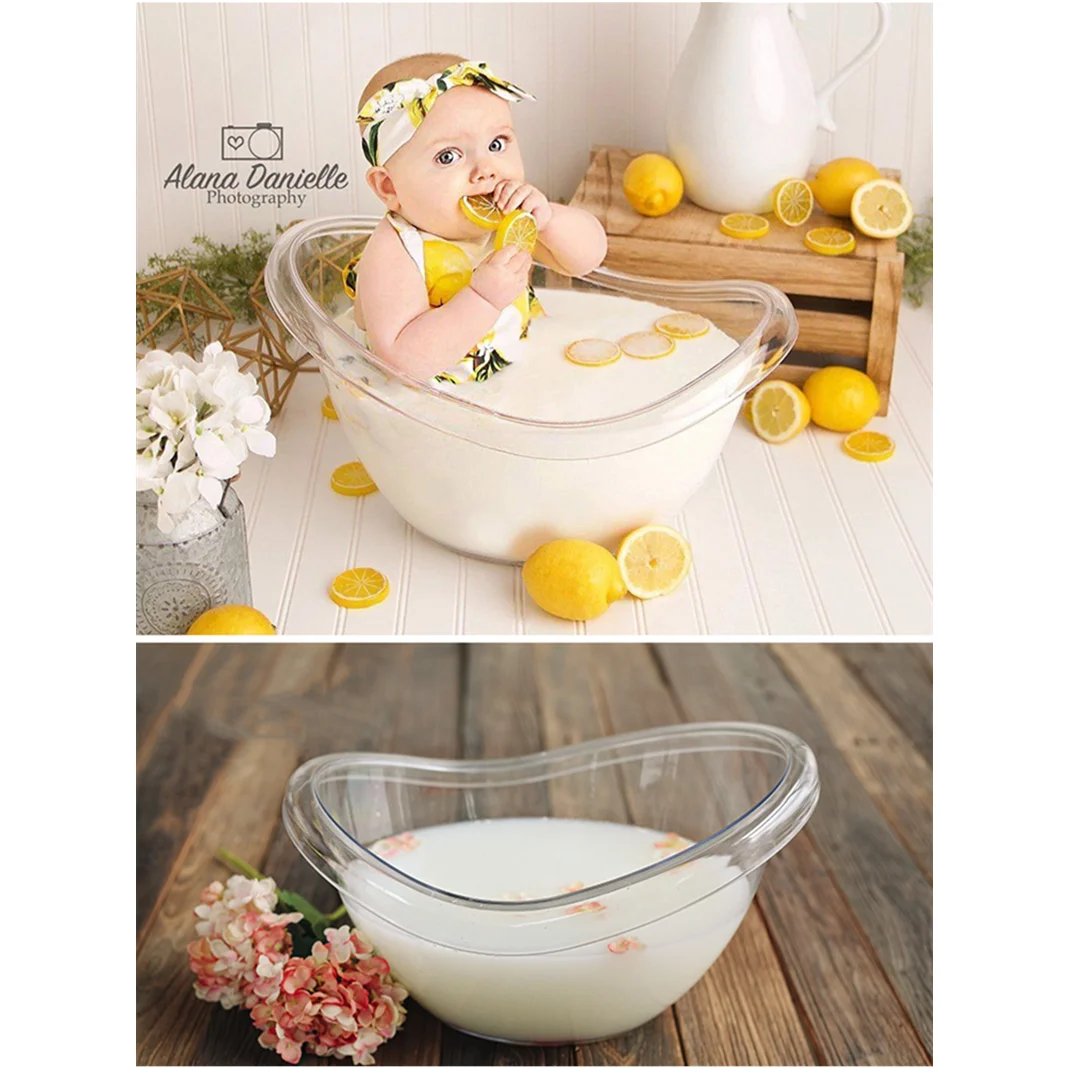 

Baby Newborn Photography Props Acrylic Transparent Milk Mini Bathtub Baby Photo Shoot Posing Furniture Fotografie Accessoires