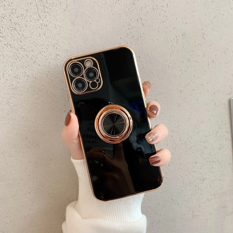 

Luxury Ring Holder Plated Case For iPhone 7 8 Gold Grip Metal Phone Stand Cover for iPhone se 7Plus 8Plus