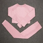 Костюм спортивный женский бесшовный из леггинсов и рубашки, для фитнеса