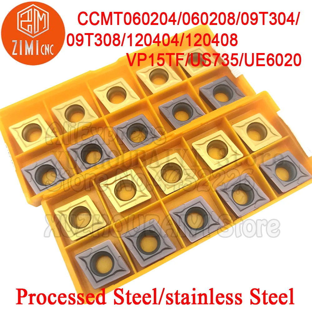 

10pcs CCMT060204 CCMT060208 CCMT09T304 CCMT09T308 CCMT120404 CCMT120408 VP15TF/US735/UE6020 Carbide Inserts CCMT Turning Tools