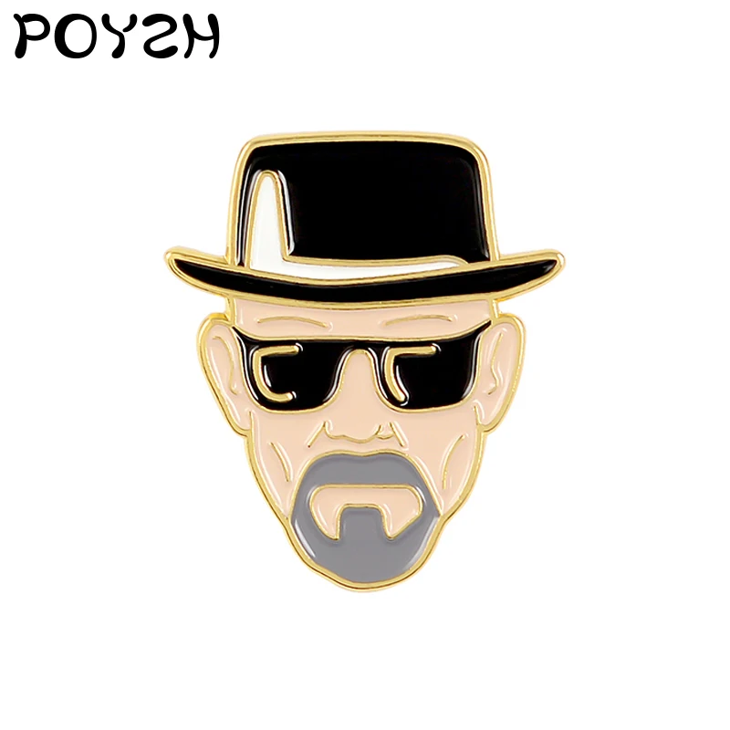 Мужская эмалированная брошь в виде лица значок мужской модели солнцезащитных