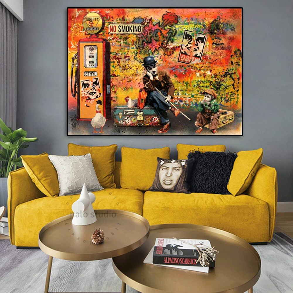 

Street Graffiti Art Tableau Portrait Painting on Canvas Posters and Prints Wall Art Picture for Living Room Cuadros Home Decor
